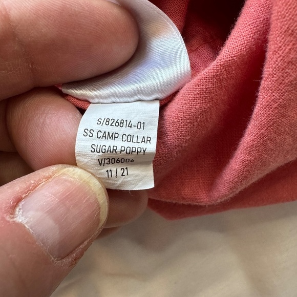 Old Navy Linen Blend Men's Short Sleeve Button Up Camp Shirt Coral Size Large - Picture 9 of 13